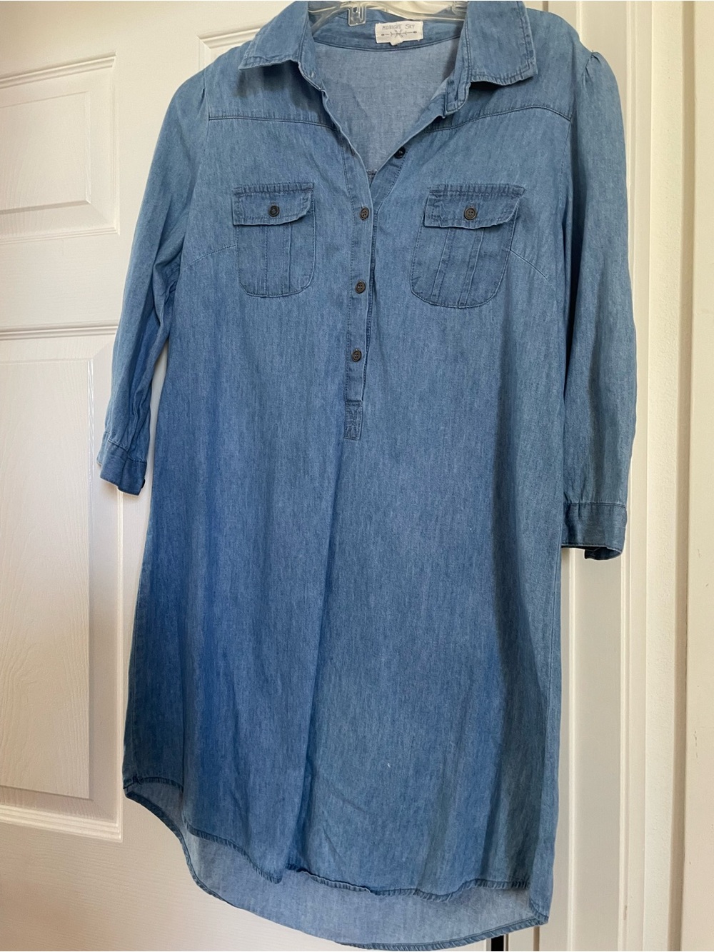 Light Denim Shirt Dress - Blue